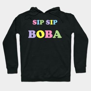 Sip Sip Boba in Rainbow Pastels - Black Hoodie